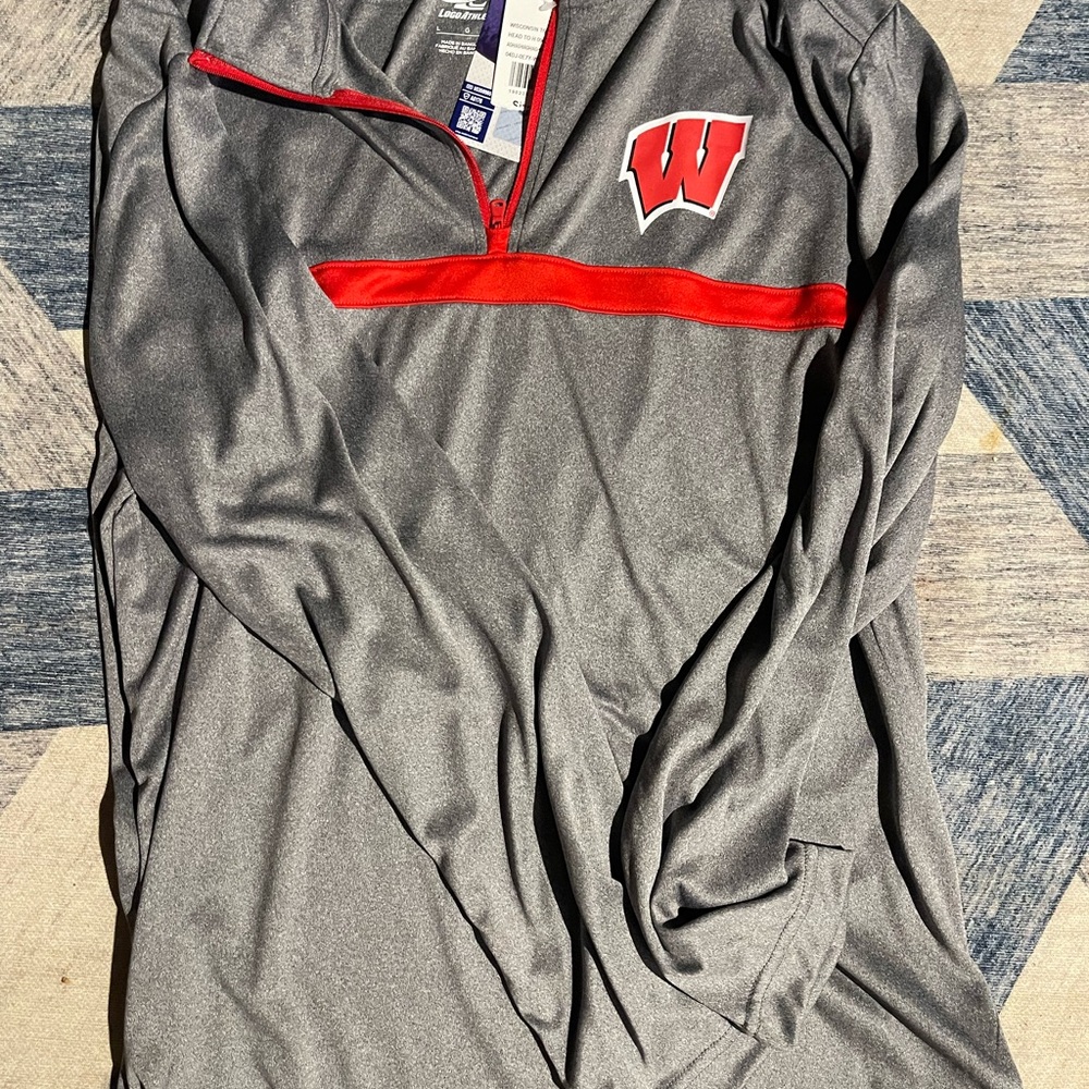 Logo Athletic Gray and Red Men's Polo Shirt